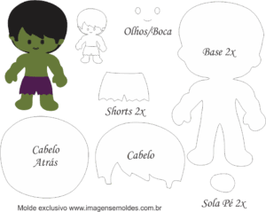 Molde Personagens Hulk - Molde para EVA - Feltro e Artesanato