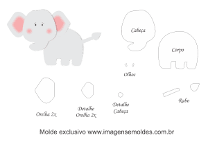 Molde de Animais - Elefante - para EVA, Feltro e Artesanato, Elefant Tierform, Elephant Animal Mold, Molde Animal Elefante