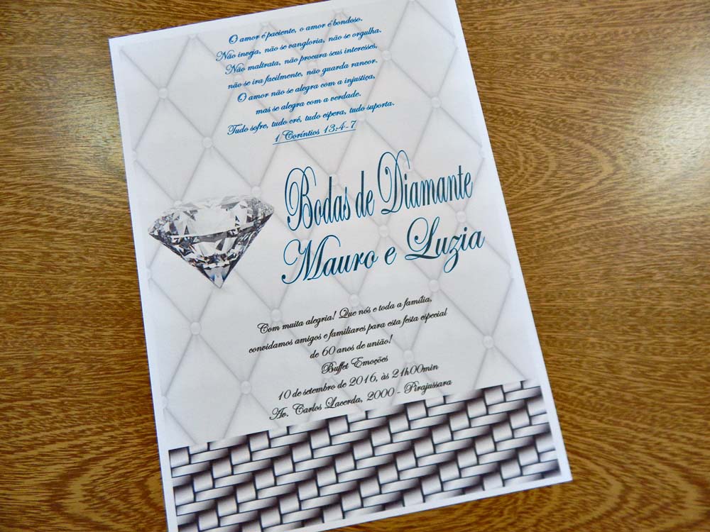 convite para bodas de diamante