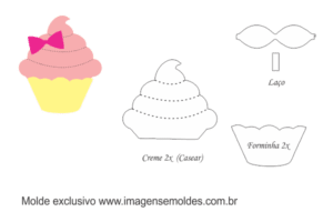 Molde Doces -Cupcake Laço - Molde para EVA - Feltro e Artesanato
