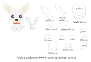 Molde Animais - Chihuahua Scrap - Moldes de EVA - Feltro e Artesanato, dog mold, Hundeschimmel, molde de perro