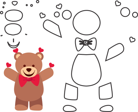 Molde de ursinho para eva - feltro e artesanatos, molde de oso de peluche, Teddybär Schimmel, teddy bear mold