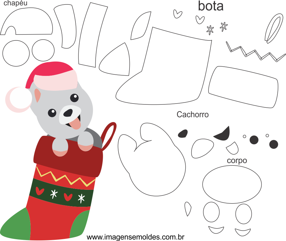 Molde de Natal para Eva, Feltro e Artesanato-Bichinho 1, Weihnachtsform, molde de navidad, christmas mold