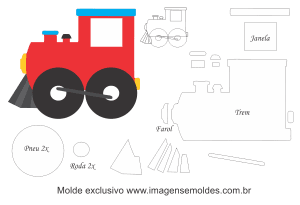 Molde Transportes - Trem 1 - para EVA, Feltro e Artesanato, Zug Schimmel, train mold, molde de tren, 
