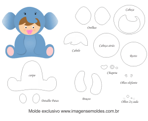 Molde de Animais Baby - Elefantinho - para EVA, Feltro e Artesanato, Elefantenbaby Tier Schimmel, baby elephant animal mold, bebé elefante molde animal