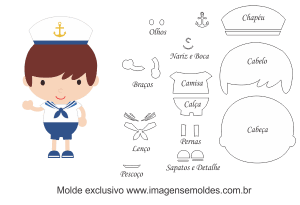 Molde de Marinheiro- Marinheiro - para EVA, Feltro e Artesanato, Matrosenform, sailor mold, molde marinero