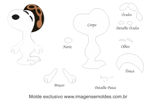Molde de Personagens - Snoopy 2 - para EVA, Feltro e Artesanato, Character Mold – Snoopy, Molde de personaje – Snoopy, Charakterform – Snoopy