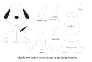 Molde de Personagens - Snoopy 3 - para EVA, Feltro e Artesanato, Character Mold – Snoopy, Molde de personaje – Snoopy, Charakterform – Snoopy