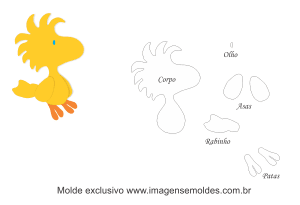 Molde de Personagens - Woodstock - para EVA, Feltro e Artesanato, Character Mold – Snoopy, Molde de personaje – Snoopy, Charakterform – Snoopy