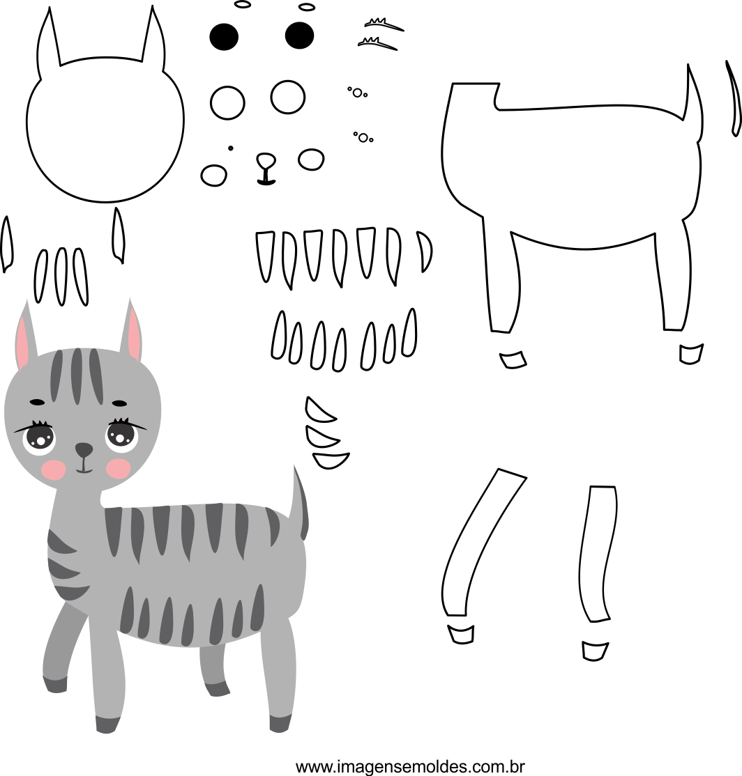 Molde de animal, zebra 1, para eva, feltro e artesanato, Zebra-Schimmel, zebra mold, molde de cebra