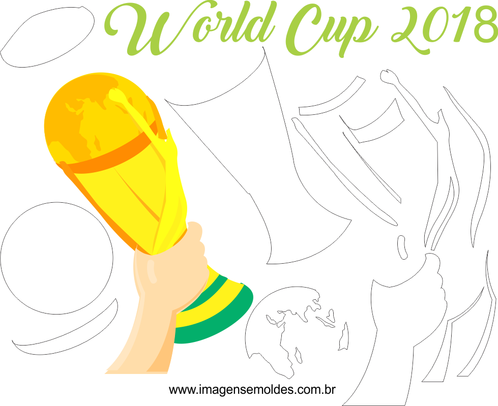 Molde de Copa do Mundo 1 para Feltro, Eva e Artesanato, Weltmeisterschaft Schimmel, molde de la copa del mundo, world cup mold