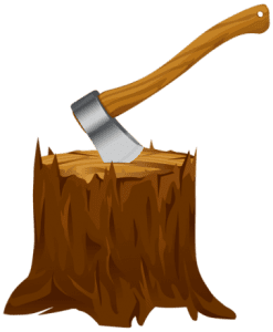 Árvores - Tronco com machado 