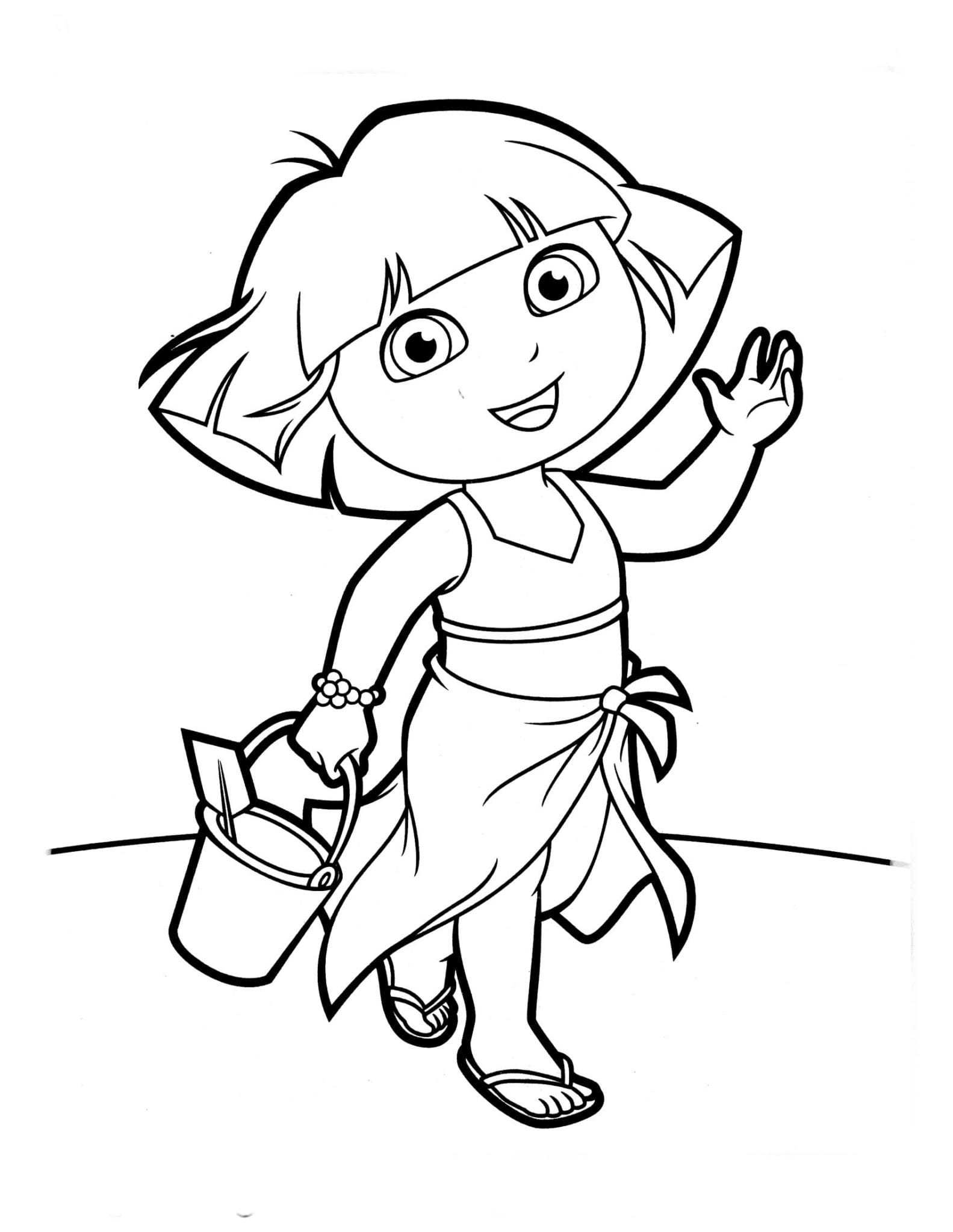 Desenho De Dora Na Praia Para Colorir