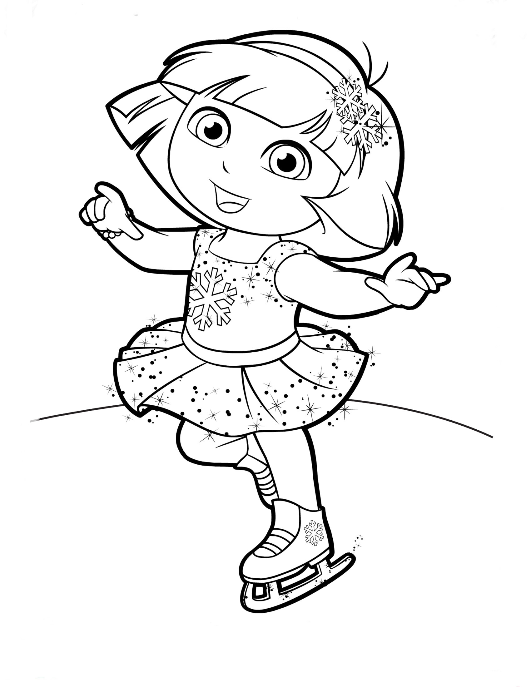 Desenho De Dora Patinando No Gelo Para Colorir