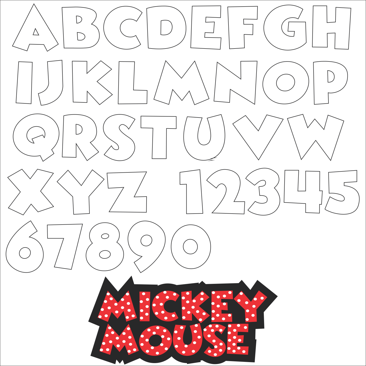 Molde da Letra do Mickey Mouse para Feltro - EVA e Artesanatos