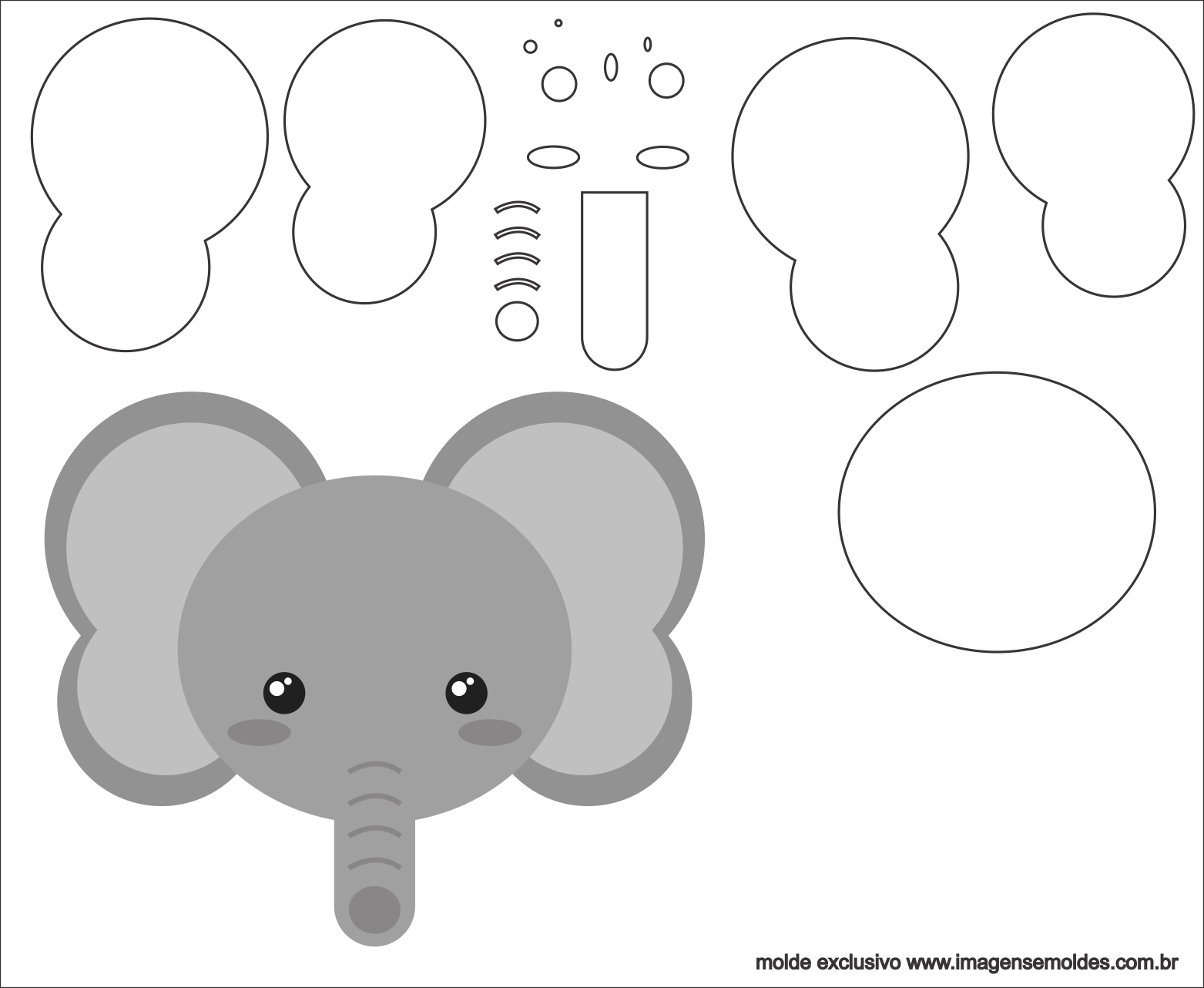 Molde de Elefante para EVA - Feltro e Artesanato 3