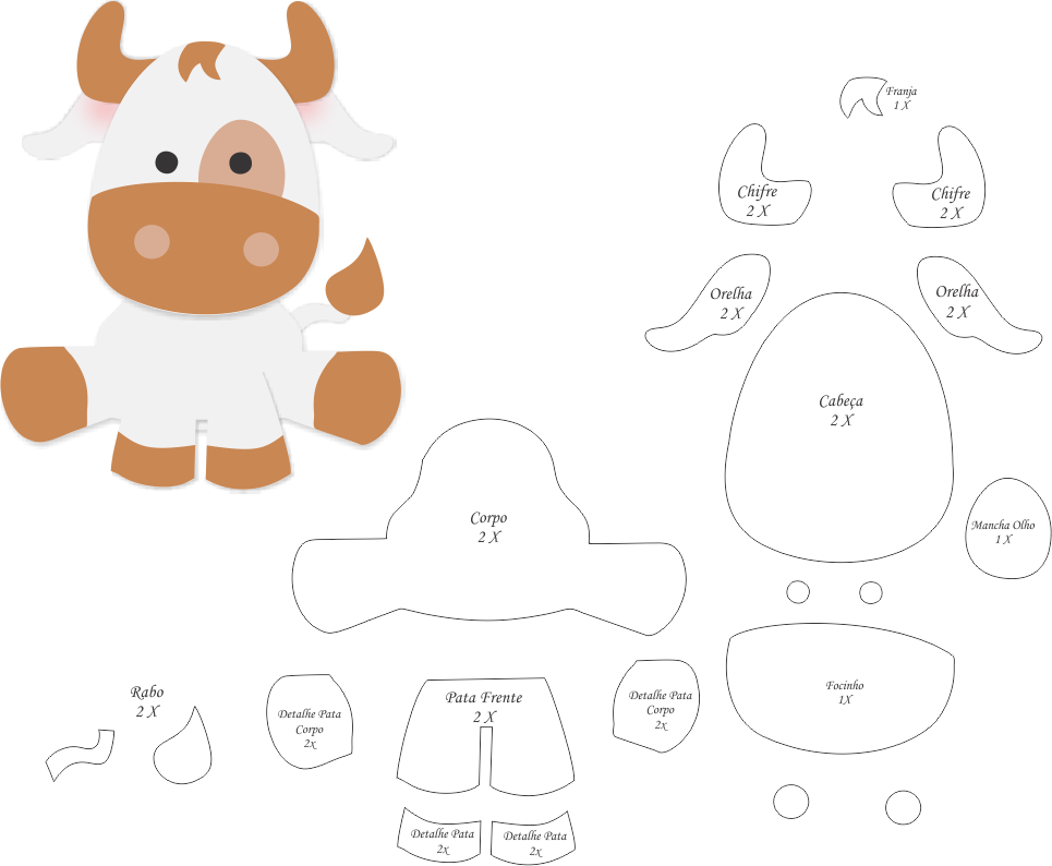 Molde de Vaca para EVA - Feltro e Artesanato