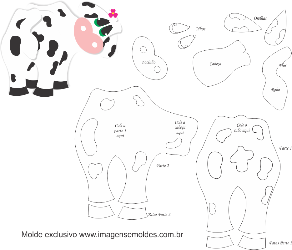 Molde de Vaca para Feltro – EVA e Artesanato