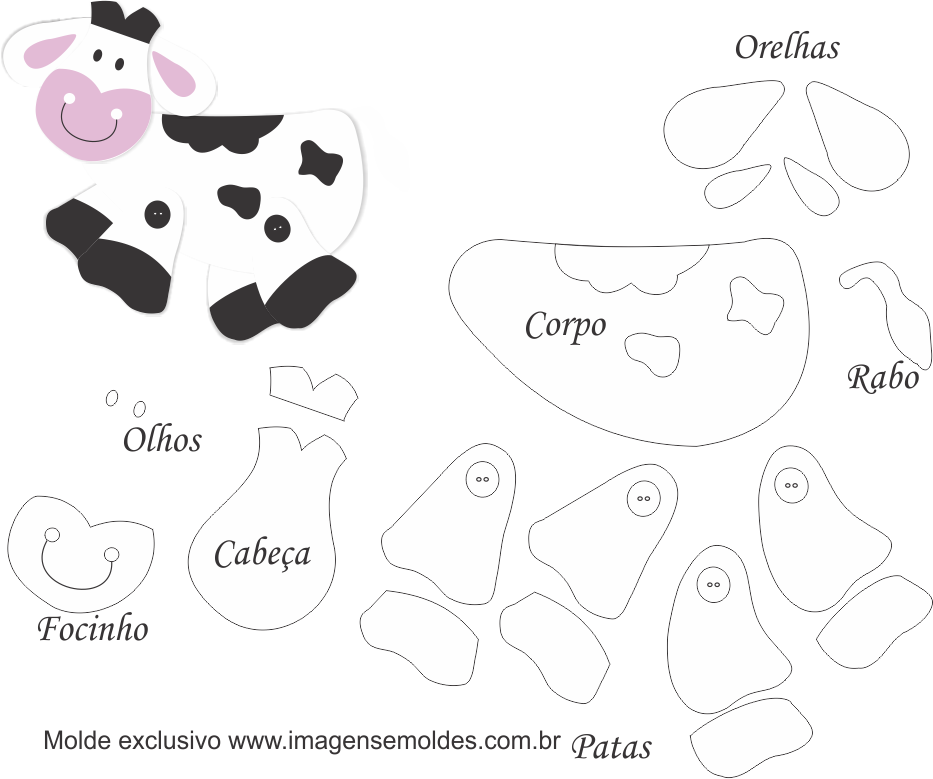 Molde de Vaca para EVA - Feltro e artesanato6