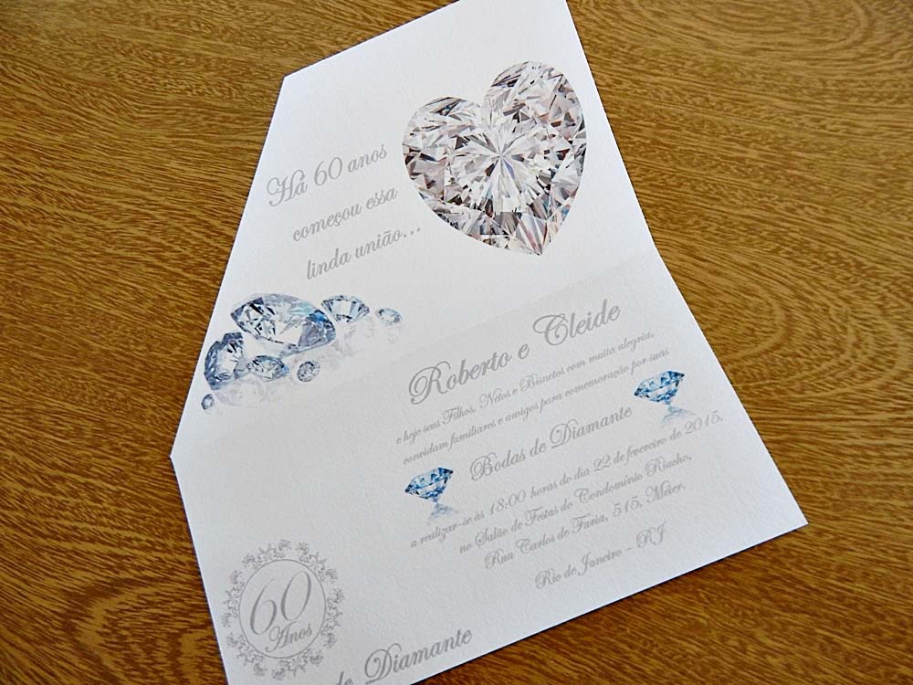 convite para bodas de diamante