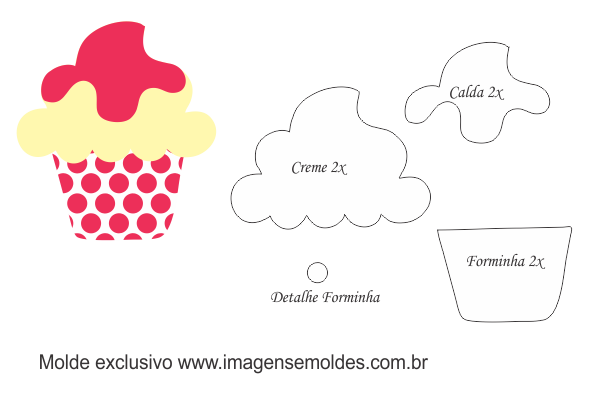 Molde Doces -Cupcake - Molde para EVA - Feltro e Artesanato