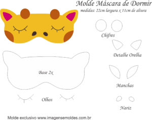 Molde Máscara de Dormir Girafa- Molde para EVA - Feltro e Artesanato