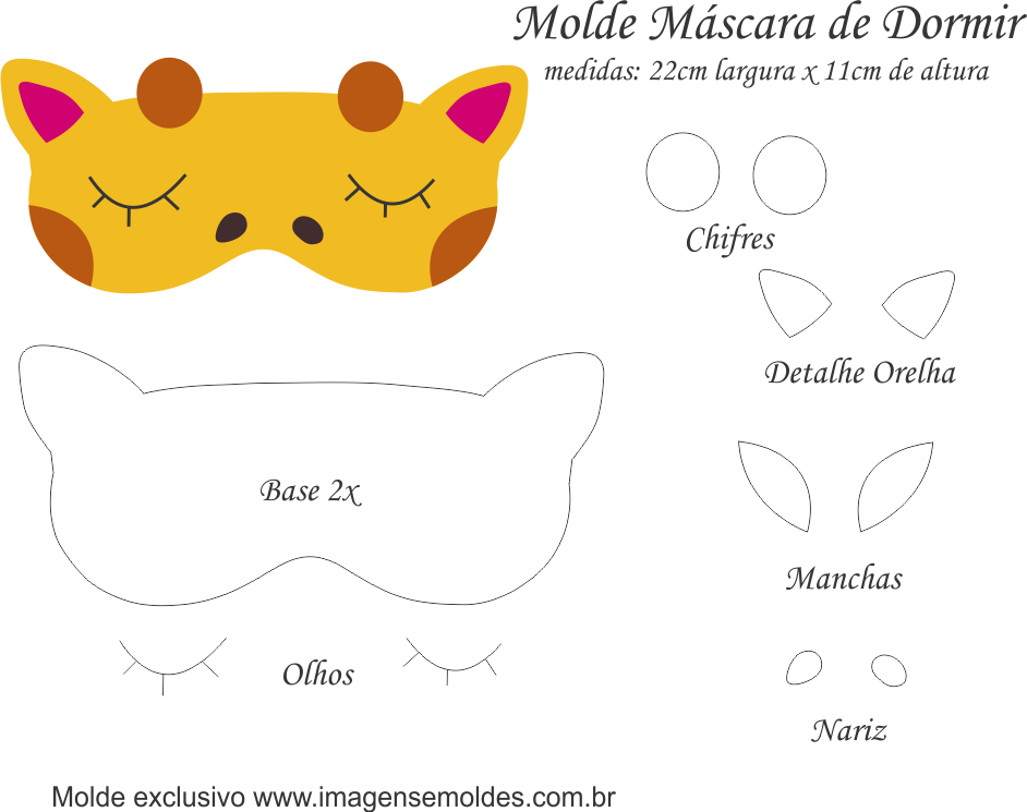 Molde Máscara de Dormir Girafa- Molde para EVA - Feltro e Artesanato