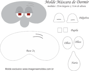 Molde Máscara de Dormir Lua Molusco Bob Esponja - Molde para EVA e Feltro
