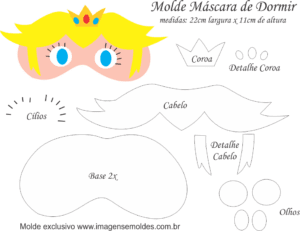 Molde Máscara de Dormir Peach Mario - Molde EVA - Feltro