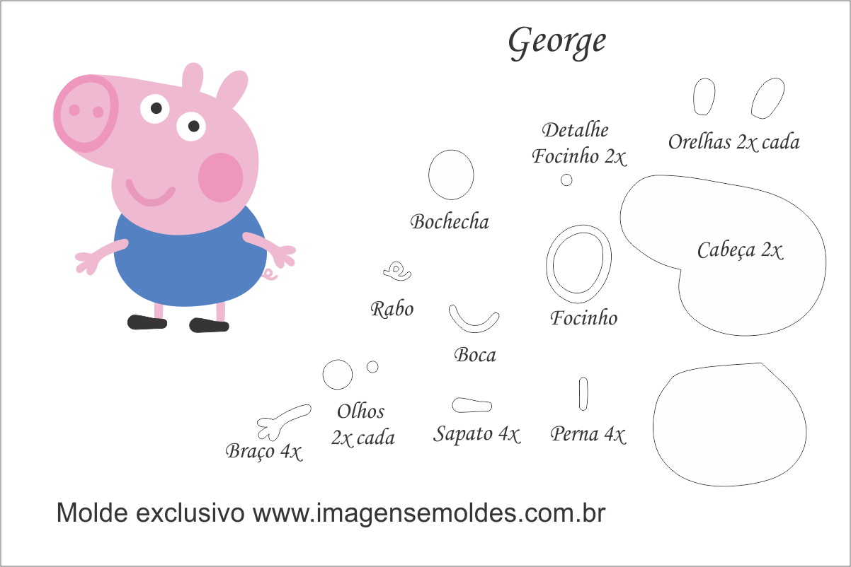 Molde Peppa Pig - George - Molde para EVA - Feltro e Artesanato