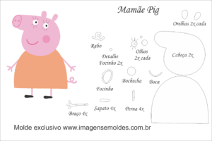 Molde Peppa Pig - Mamãe Pig - Molde para EVA - Feltro e Artesanato