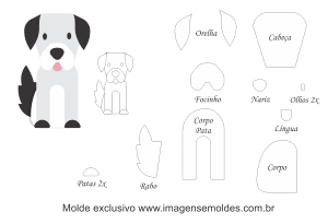 Molde Animais - Cachorro Scrap - Moldes de EVA - Feltro e Artesanato, dog mold, Hundeschimmel, molde de perro