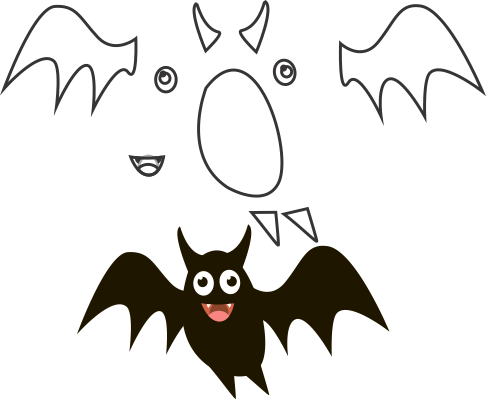 Molde de morcego para eva - feltro e artesanatos