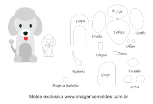 Molde Animais - Cachorro Scrap 2 - Moldes de EVA - Feltro e Artesanato, animal mold, Tierform, molde animal