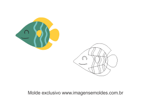 Molde Fundo do Mar - Peixe Verde - Molde para EVA - Feltro e Artesanato