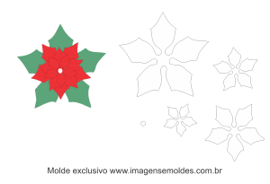 Molde Natal - Flor 2 - Moldes de Feltro - EVA e Artesanato, Weihnachtsform, molde de navidad, christmas mold