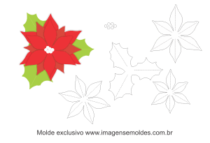 Molde Natal - Flor 3 - Moldes de EVA - Feltro e Artesanato, Weihnachtsform, molde de navidad, christmas mold
