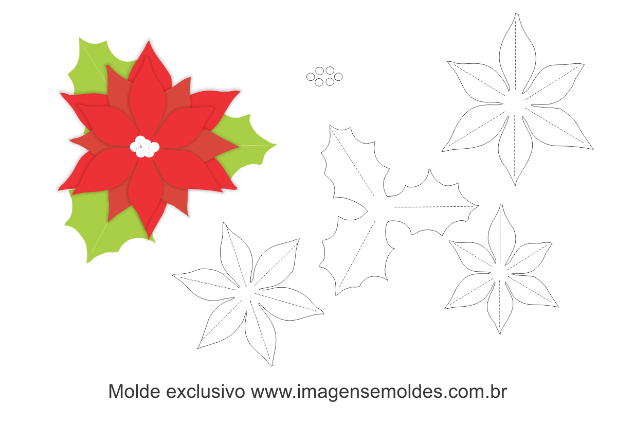 Molde Natal - Flor 3 - Moldes de EVA - Feltro e Artesanato
