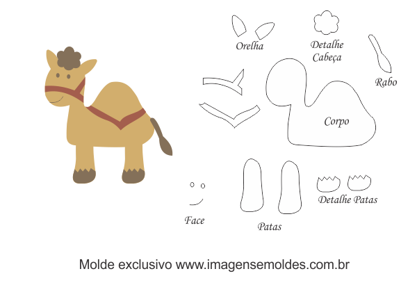 Molde de Bichinhos - Camelo - para EVA - Feltro e Artesanato