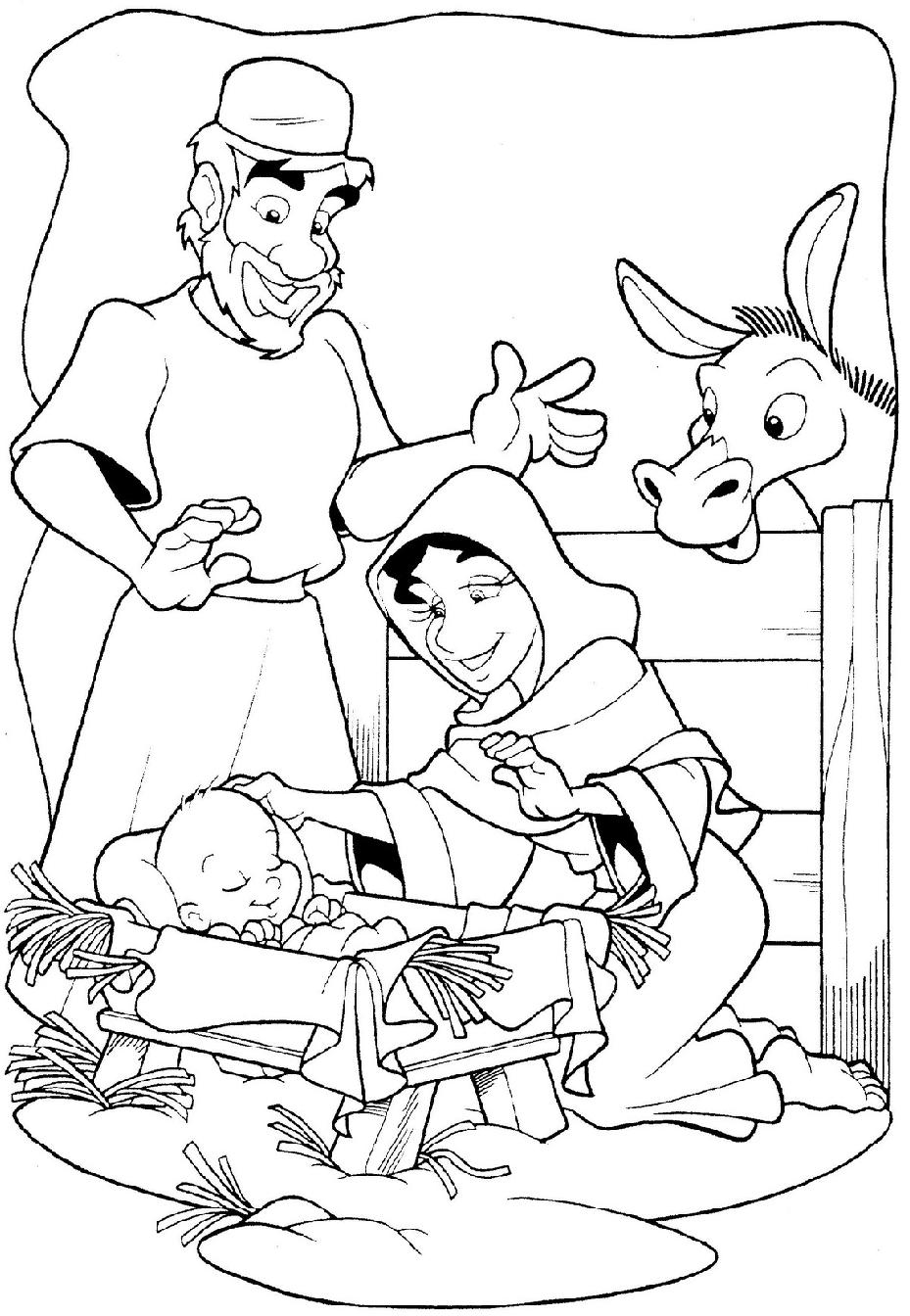 Desenhos Bíblicos para Colorir o Nascimento de Jesus
