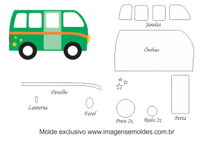 Molde Transportes - Ônibus - para EVA, Feltro e Artesanato, Bus Schimmel, bus mold, molde de autobús