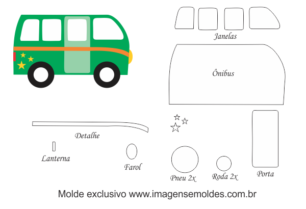Molde Transportes - Ônibus - para EVA, Feltro e Artesanato
