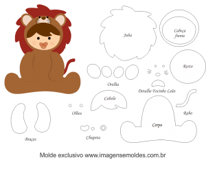 Molde de Animais Baby - Leão - para EVA, Feltro e Artesanato, Tierbabyform, Baby Animal Mold, Molde de Animais bebé