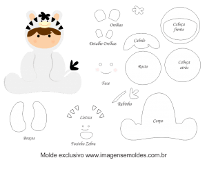 Molde de Animais Baby - Zebra - para EVA, Feltro e Artesanato, Tierbabyform, Baby Animal Mold, Molde de Animais bebé