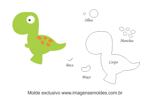 Molde de Bichinhos - Dinossauro 2 - para EVA - Feltro e Artesanato, molde de dinosaurio, Dinosaurierform, dinosaur mold