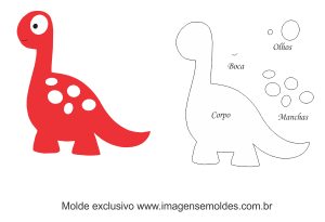 Molde de Bichinhos - Dinossauro 3 - para EVA - Feltro e Artesanato, molde de dinosaurio, Dinosaurierform, dinosaur mold