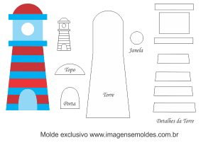 Molde de Marinheiro - Torre 2- para EVA, Feltro e Artesanato, Matrosenform, sailor mold, molde marinero