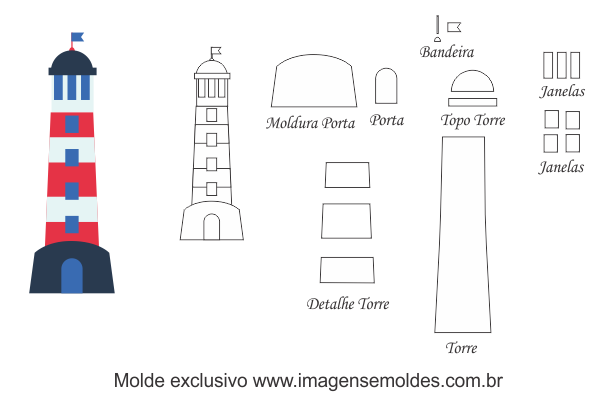 Molde de Marinheiro- Torre - para EVA, Feltro e Artesanato