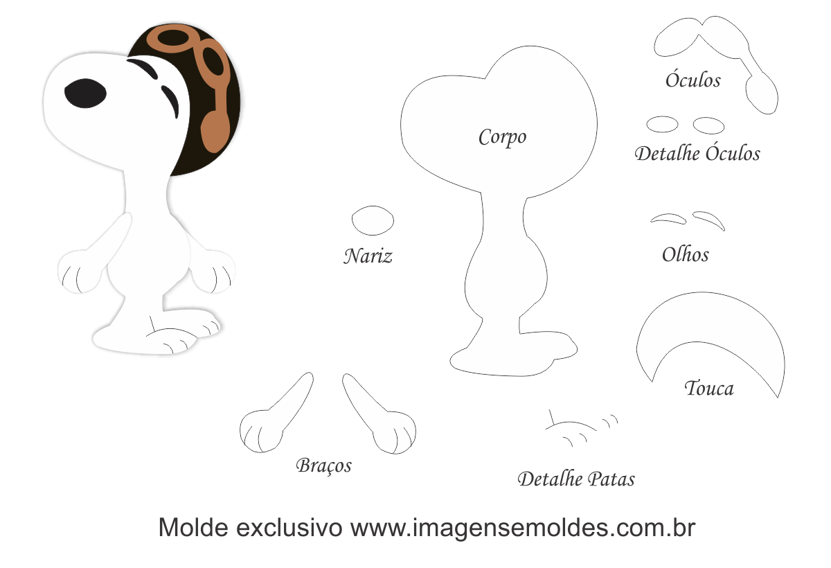 Molde de Personagens - Snoopy 2 - para EVA, Feltro e Artesanato