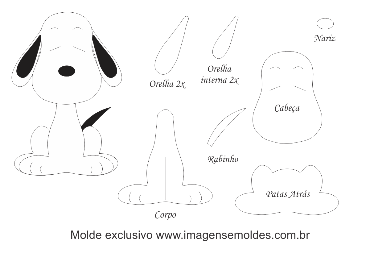 Molde de Personagens - Snoopy 3 - para EVA, Feltro e Artesanato